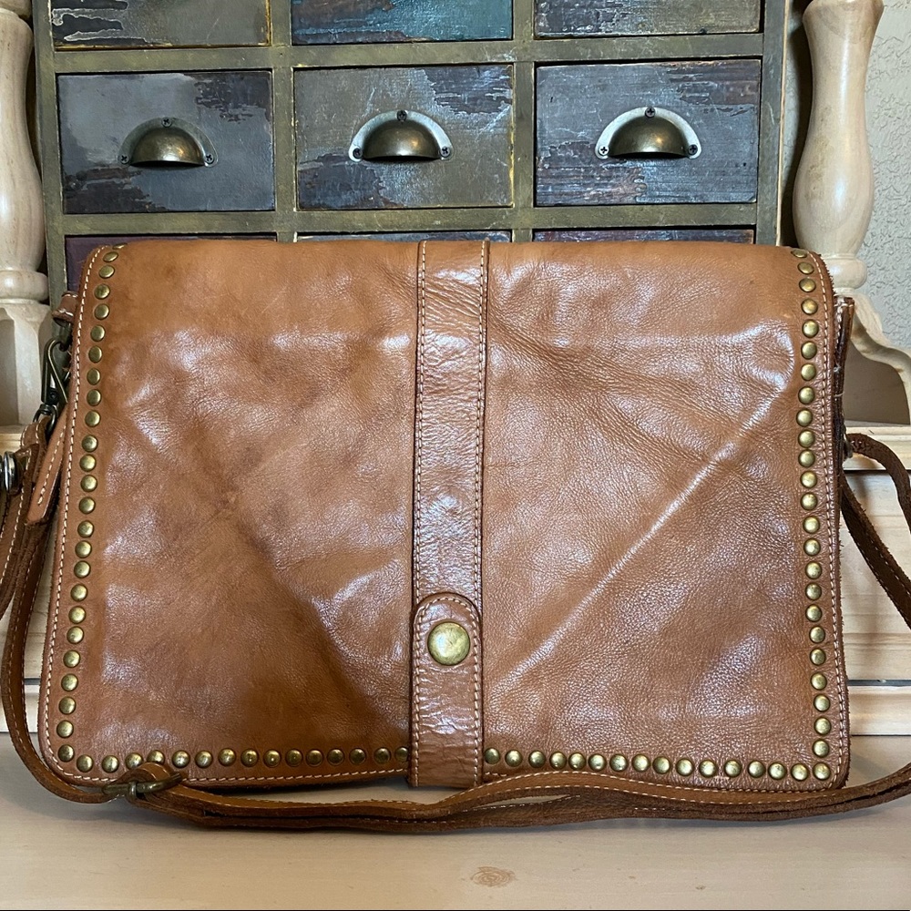 Genuine distressed leather Costanza Rota made in Italy satchel!